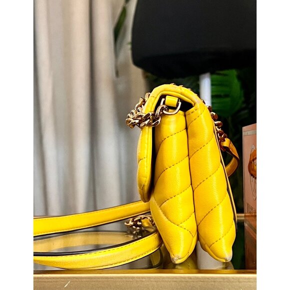 Authentic Tory Burch Yellow Quilted Leather Kira Crossbody - Picture 2 of 14